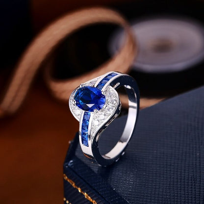 Safir Flow Ring | Vitguld