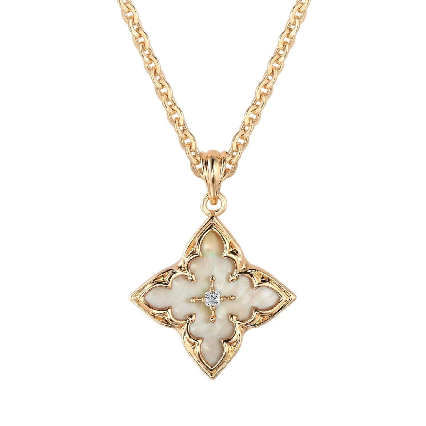 Vit Clover Hänghalsband | Guld