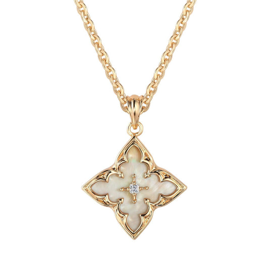 Vit Clover Hänghalsband | Guld