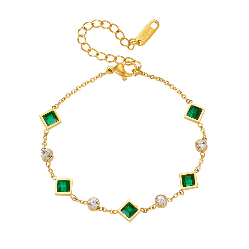 Guld Smaragd Station Armband