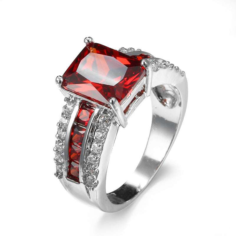 Silver Rubin Split-Shank Ring