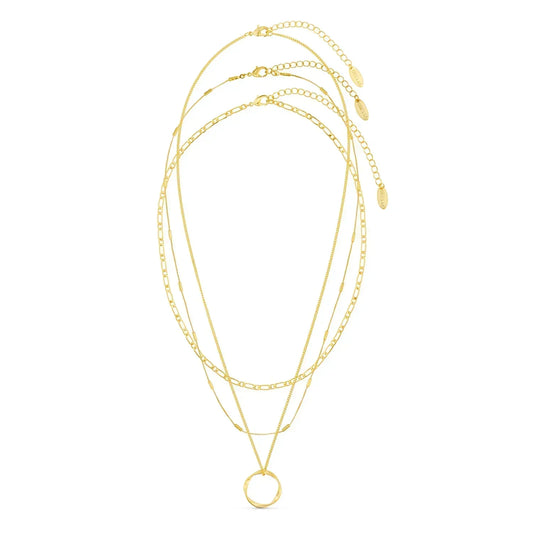 Öppen Circle Three Row Halsband | Guld