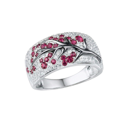 Rubin Blossom Tree Ring | Vitguld