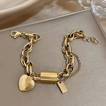 Heartened Grov Armband | Guld