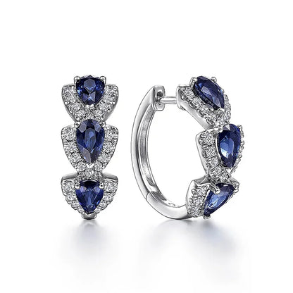 Kunglig Safir Crest Örhängen | Vitguld