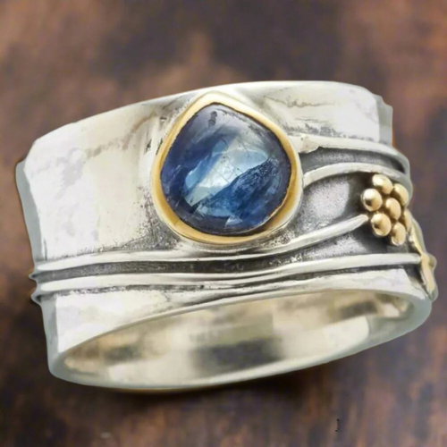 Silver och Guld Bezel Accent Ring