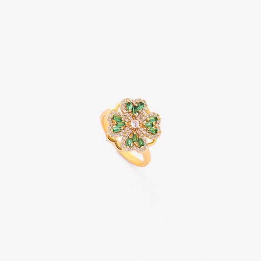 Smaragd Clover Snurrande Ring | Guld