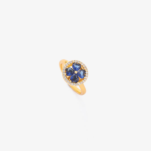 Safir Hjärtan Snurrande Ring | Guld