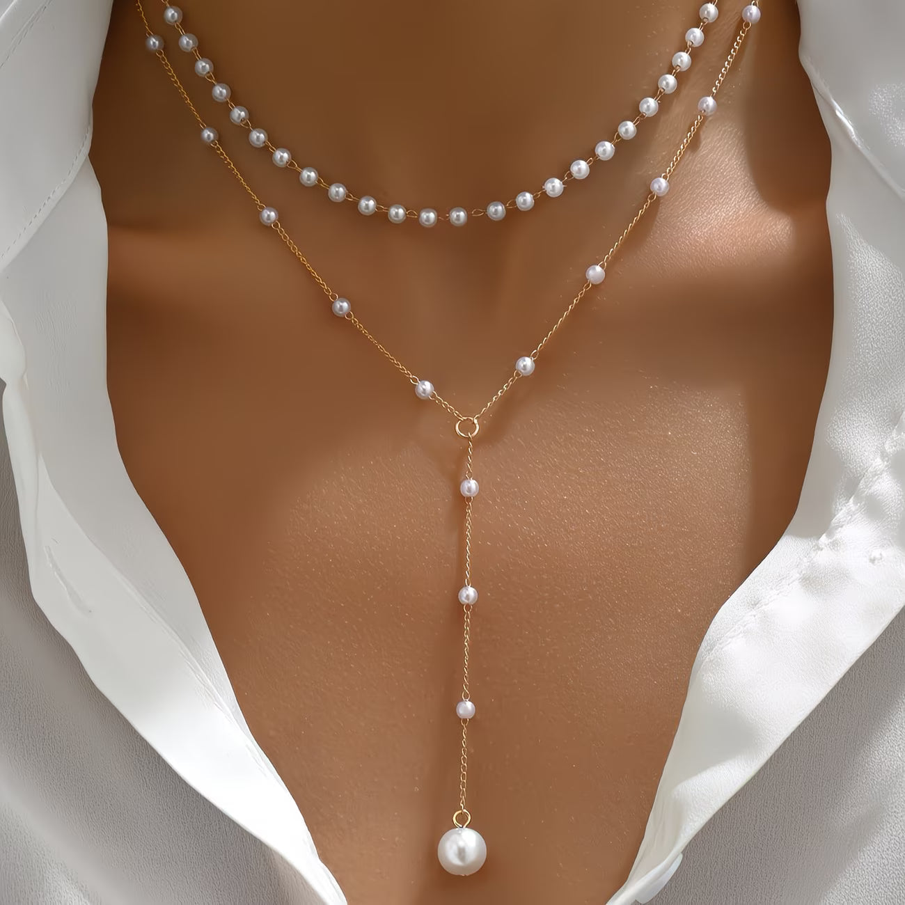 Den Graduated Pärl Strand Halsband