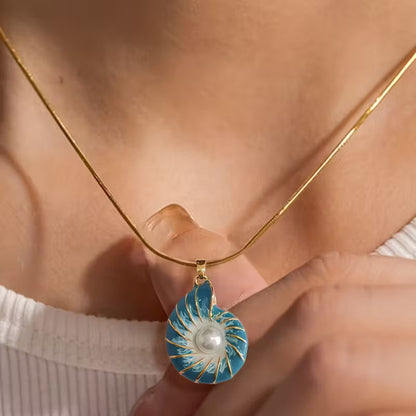 Seashell Pärl Guld Halsband