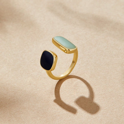 Guld Dual Sten Öppen Ring
