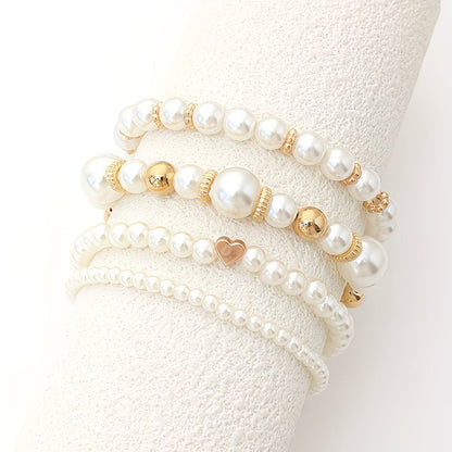 Pärl Stacking Armband Set av 4