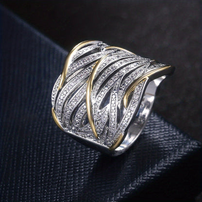 Silver och Guld Vävd Band Ring
