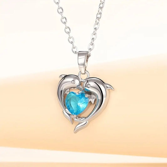 Oceanheart Twins Halsband | Vitguld