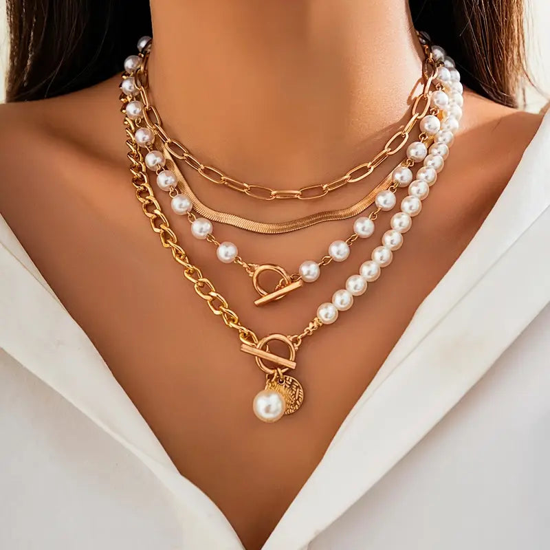 Modern Pärl Lagrad Halsband Set