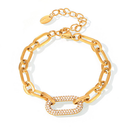Paved Grov Kedja Länk Smycke Set | Guld