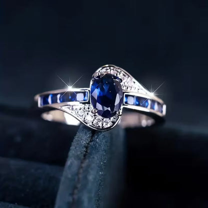 Safir Flow Ring | Vitguld