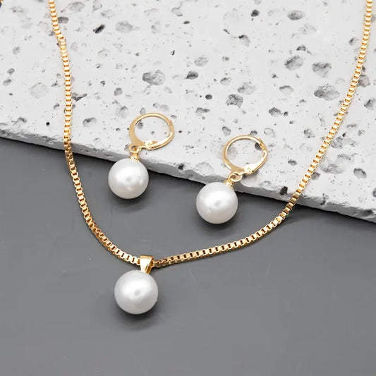 Gyllene Grace Pärl Smycke Set | Guld