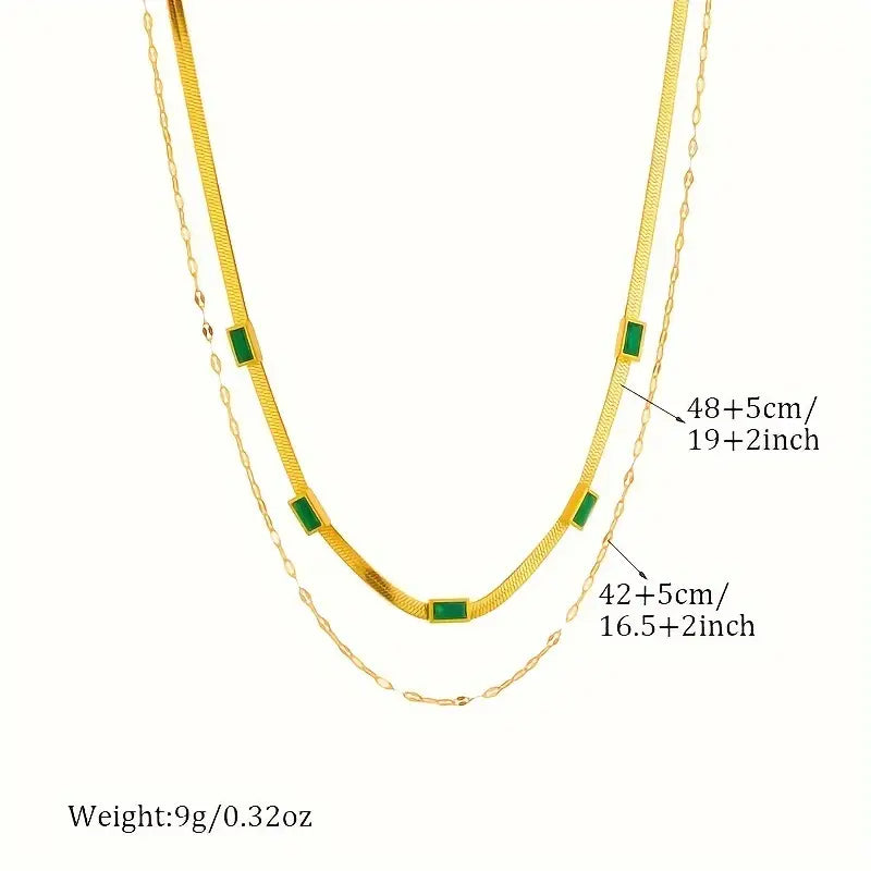 Sister Gem Double-Layer Retro Halsband | Guld