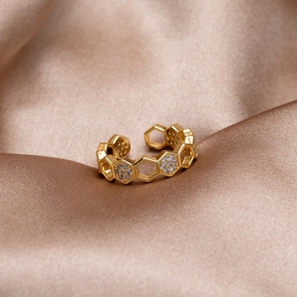 Guld Geometrisk Öppen Ring