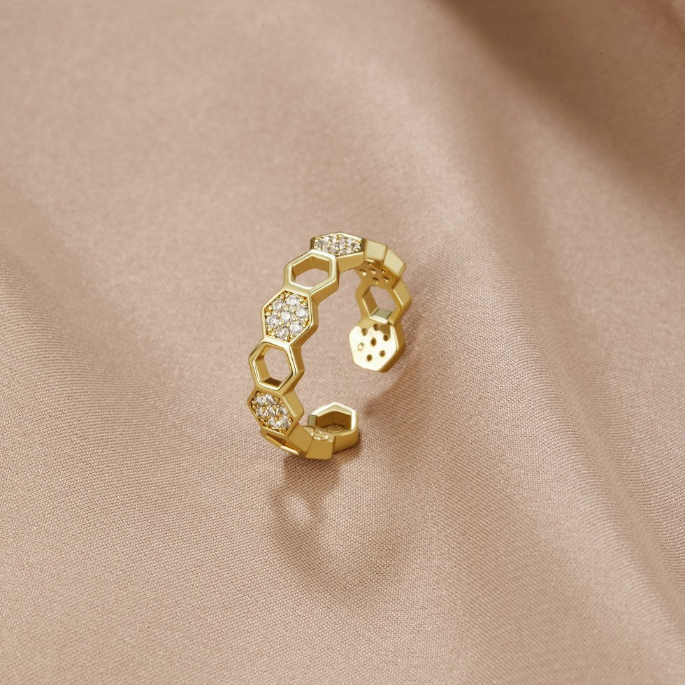 Guld Geometrisk Öppen Ring