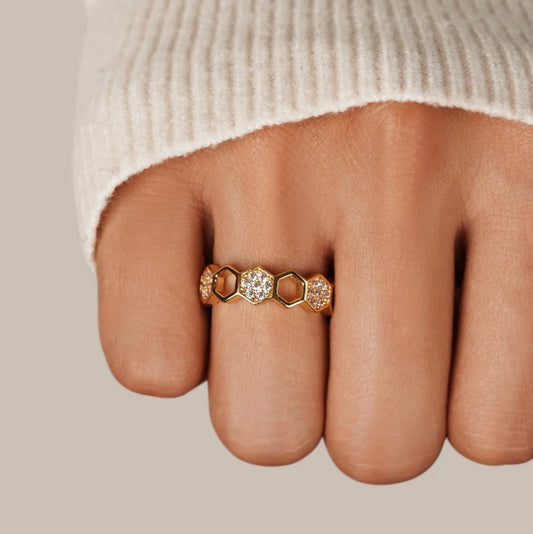 Guld Geometrisk Öppen Ring
