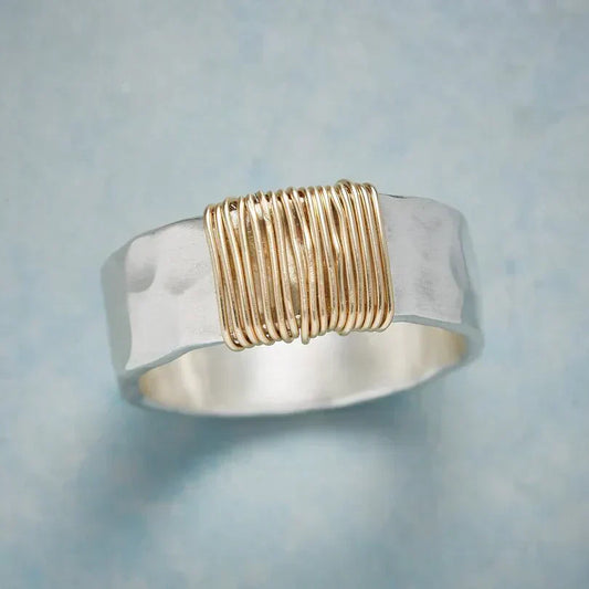 Silver och Guld Wire Wrapped Ring