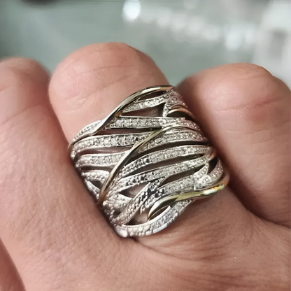 Silver och Guld Vävd Band Ring